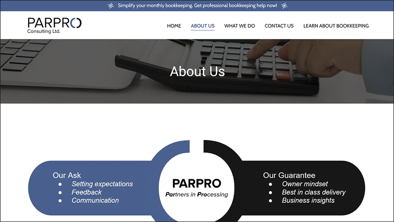 About us page — before