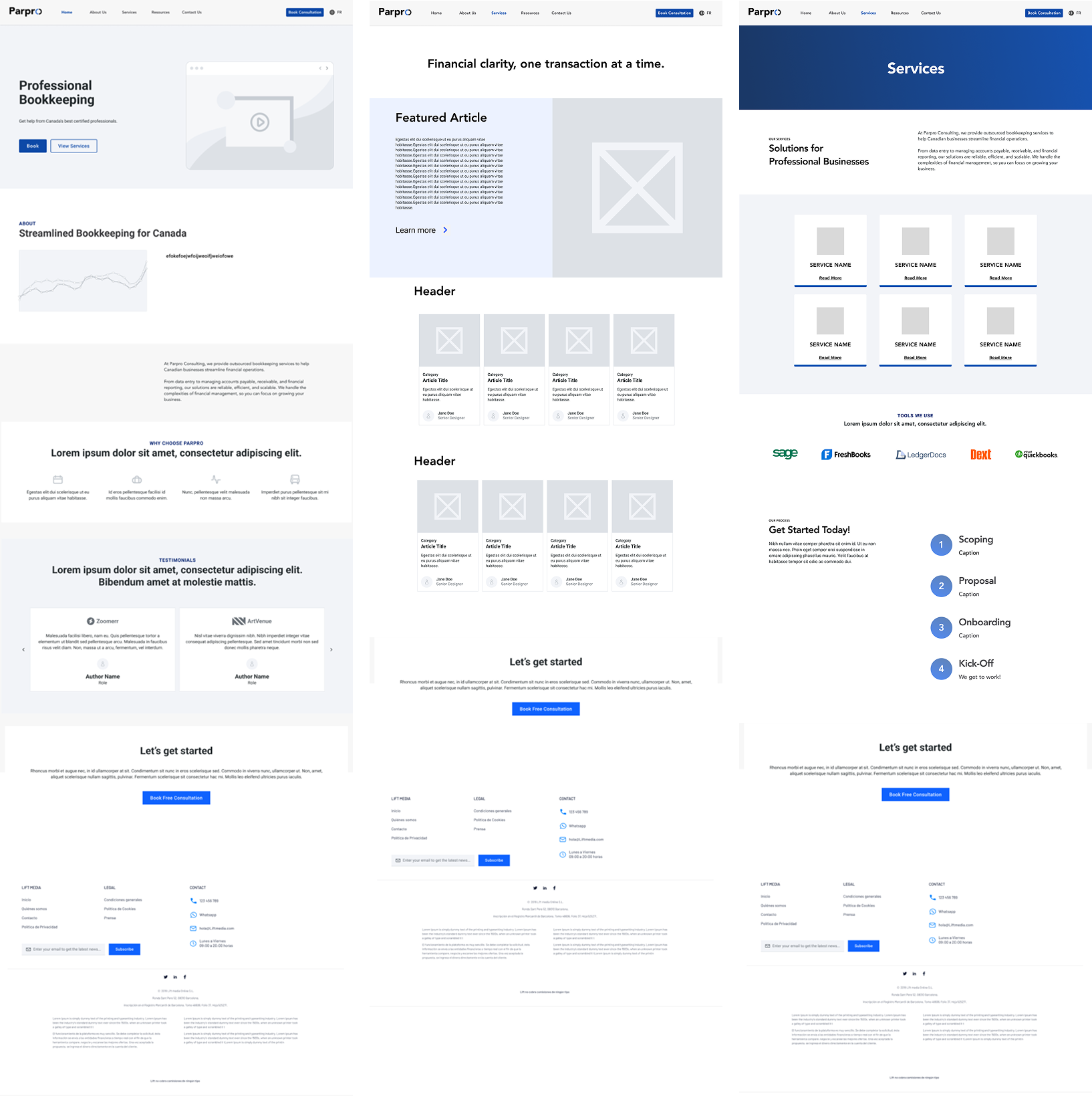 Low fidelity wireframes — Parpro