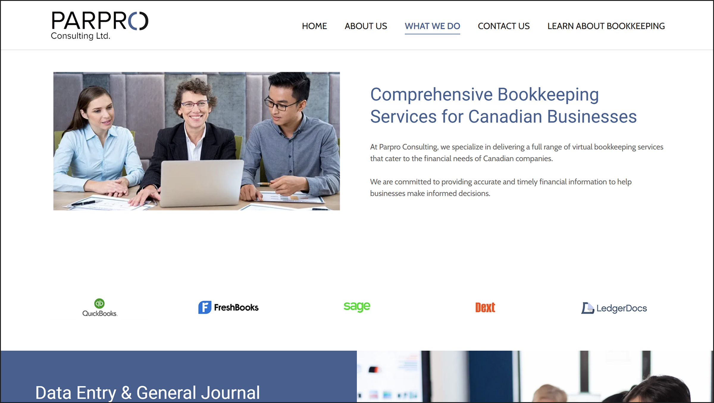 Services page — before